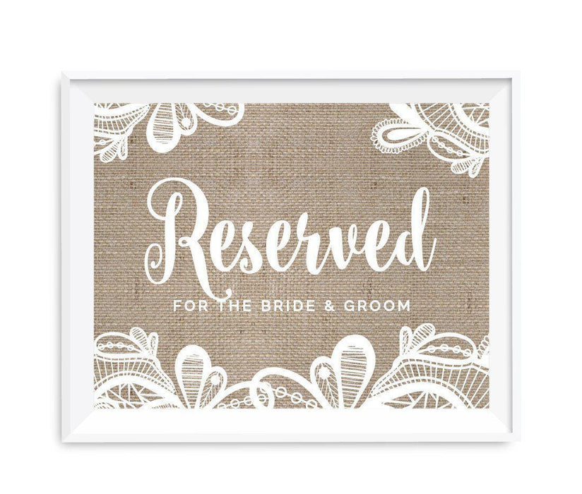 Burlap Lace Wedding Party Signs-Set of 1-Koyal Wholesale-Mr. & Mrs.-