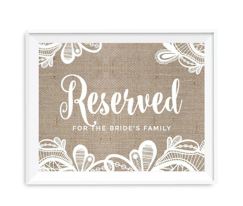 Burlap Lace Wedding Party Signs-Set of 1-Koyal Wholesale-Mr. & Mrs.-