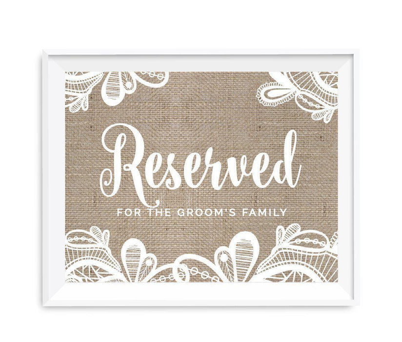 Burlap Lace Wedding Party Signs-Set of 1-Koyal Wholesale-Mr. & Mrs.-