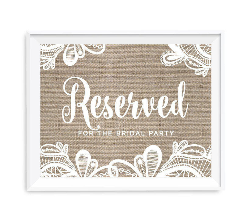 Burlap Lace Wedding Party Signs-Set of 1-Koyal Wholesale-Mr. & Mrs.-