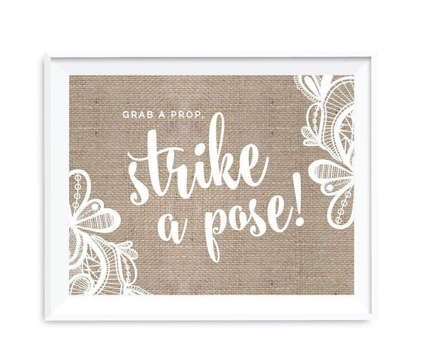 Burlap Lace Wedding Party Signs-Set of 1-Koyal Wholesale-Mr. & Mrs.-