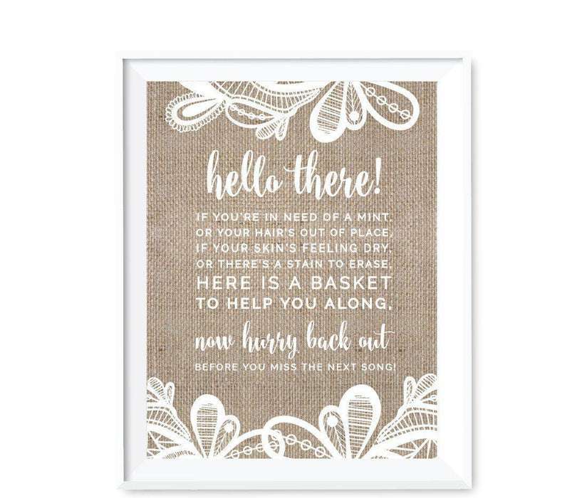 Burlap Lace Wedding Party Signs-Set of 1-Koyal Wholesale-Mr. & Mrs.-