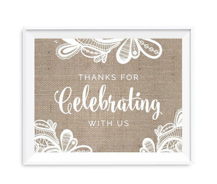Burlap Lace Wedding Party Signs-Set of 1-Koyal Wholesale-Mr. & Mrs.-