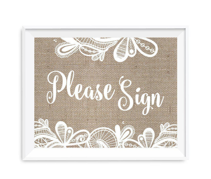 Burlap Lace Wedding Party Signs-Set of 1-Koyal Wholesale-Mr. & Mrs.-