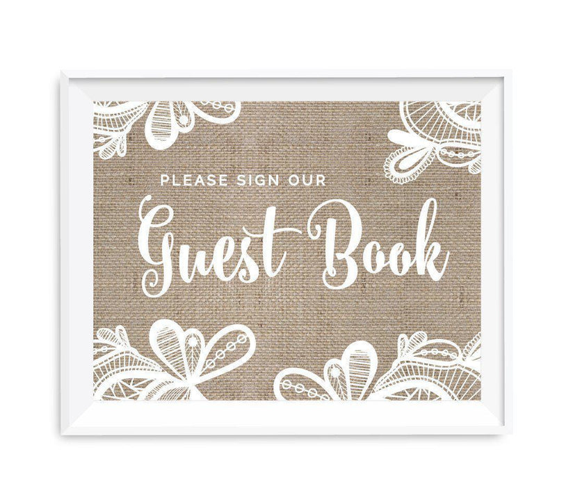 Burlap Lace Wedding Party Signs-Set of 1-Koyal Wholesale-Mr. & Mrs.-
