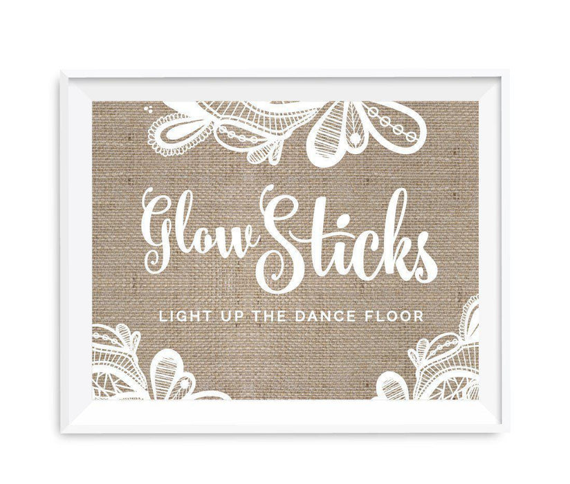 Burlap Lace Wedding Party Signs-Set of 1-Koyal Wholesale-Glow Sticks, Light Up The Dance Floor-