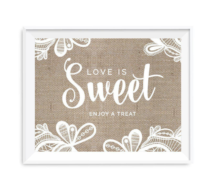 Burlap Lace Wedding Party Signs-Set of 1-Koyal Wholesale-Love Is Sweet, Enjoy A Treat-