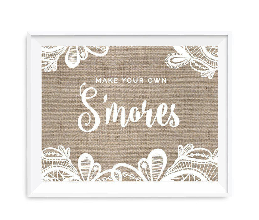 Burlap Lace Wedding Party Signs-Set of 1-Koyal Wholesale-Make Your Own S'mores-