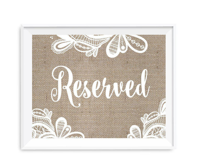 Burlap Lace Wedding Party Signs-Set of 1-Koyal Wholesale-Reserved-