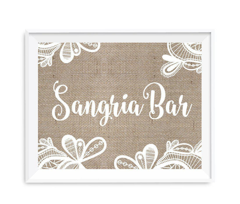 Burlap Lace Wedding Party Signs-Set of 1-Koyal Wholesale-Sangria Bar-