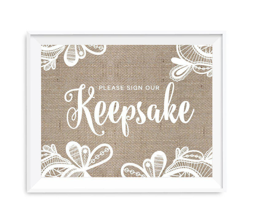 Burlap Lace Wedding Party Signs-Set of 1-Koyal Wholesale-Sign Our Keepsake-