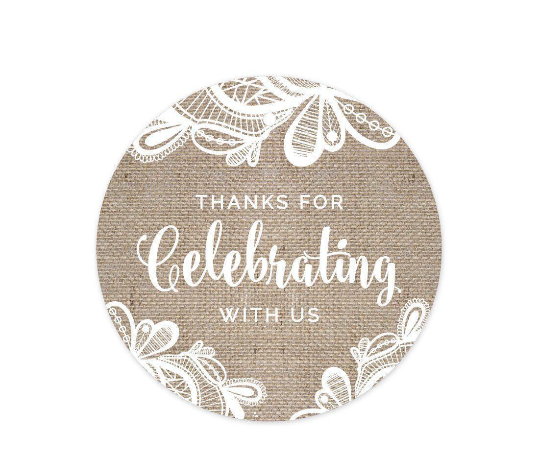 Burlap Lace Wedding Round Circle Gift Tags-Set of 24-Koyal Wholesale-Thank You For Celebrating With Us-