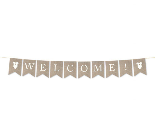 Burlap Pennant Party Banner-Set of 1-Andaz Press-Welcome!-