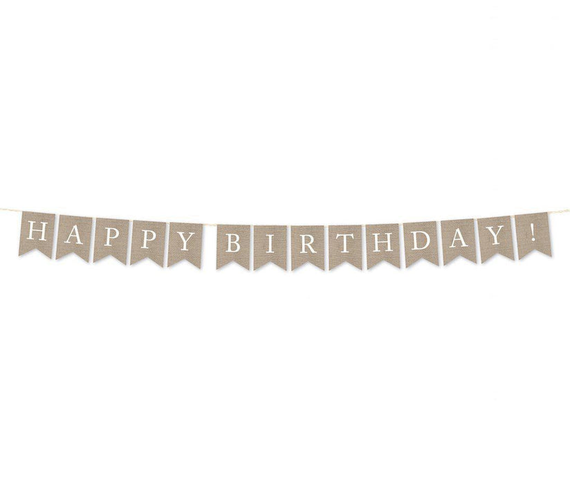 Burlap Pennant Party Banner-Set of 1-Andaz Press-Happy Birthday!-