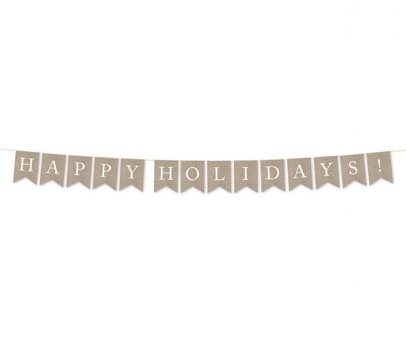 Burlap Pennant Party Banner-Set of 1-Andaz Press-Happy Holidays!-