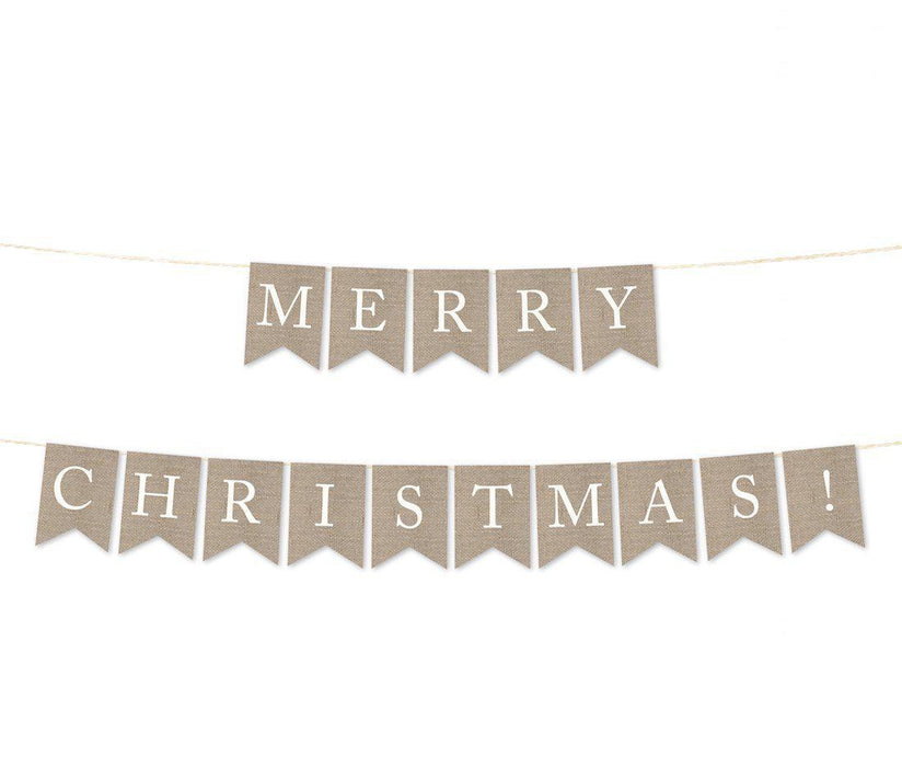 Burlap Pennant Party Banner-Set of 1-Andaz Press-Merry Christmas!-