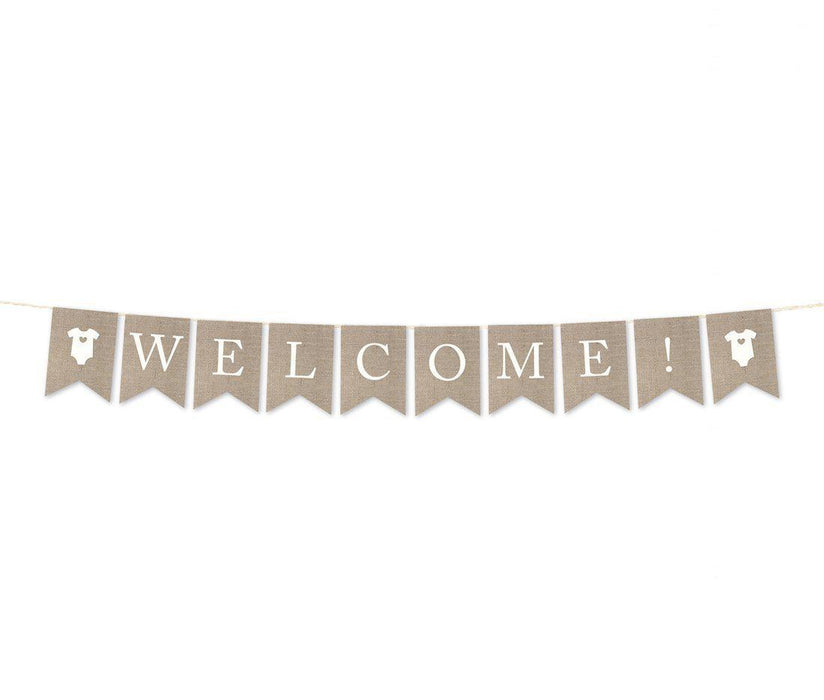 Burlap Pennant Party Banner-Set of 1-Andaz Press-Welcome!-