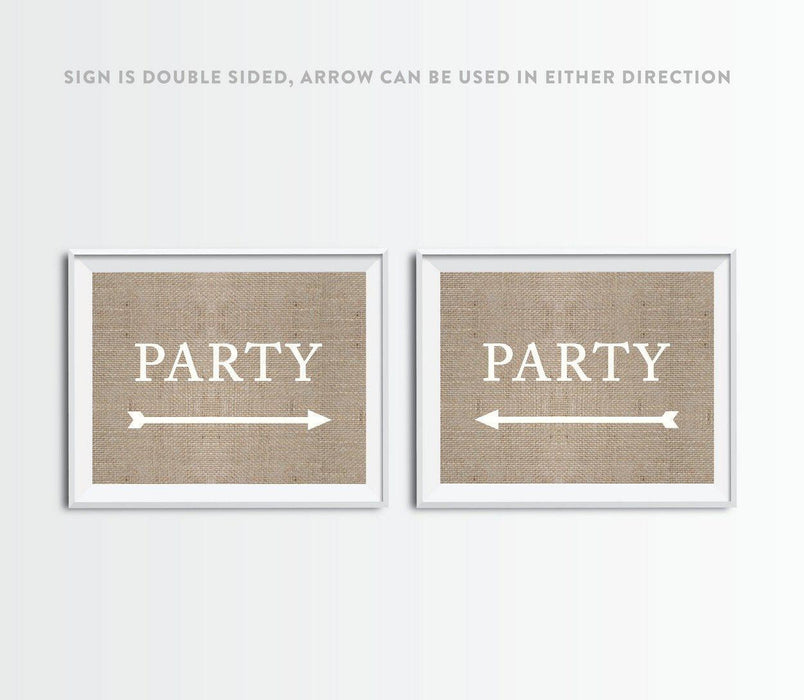 Burlap Wedding Party Directional Signs, Double-Sided Big Arrow-Set of 1-Andaz Press-Party-