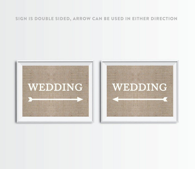 Burlap Wedding Party Directional Signs, Double-Sided Big Arrow-Set of 1-Andaz Press-Wedding-