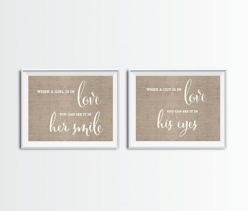 Burlap Wedding Party Signs, 2-Pack-Set of 2-Andaz Press-Ladies, Gents-