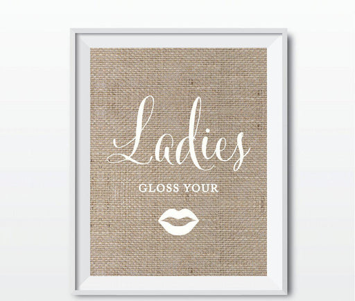 Burlap Wedding Party Signs, 2-Pack-Set of 2-Andaz Press-Ladies, Gents-