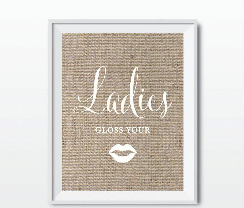 Burlap Wedding Party Signs, 2-Pack-Set of 2-Andaz Press-Ladies, Gents-