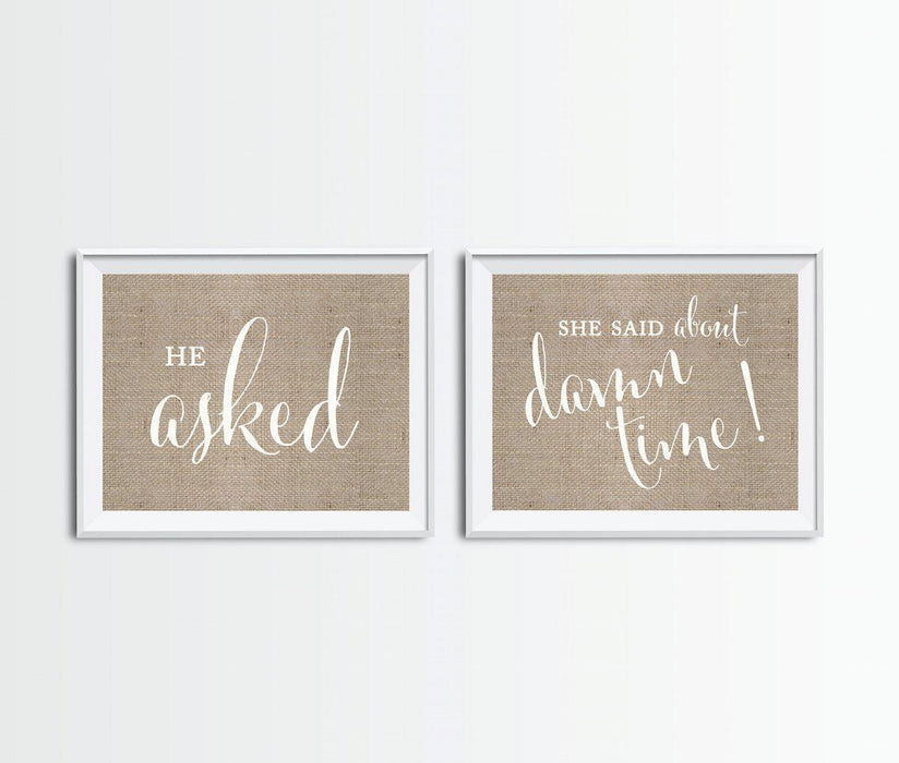 Burlap Wedding Party Signs, 2-Pack-Set of 2-Andaz Press-Ladies, Gents-