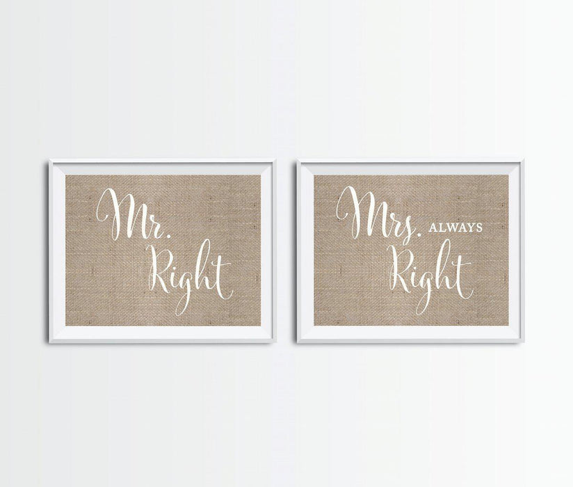 Burlap Wedding Party Signs, 2-Pack-Set of 2-Andaz Press-Ladies, Gents-