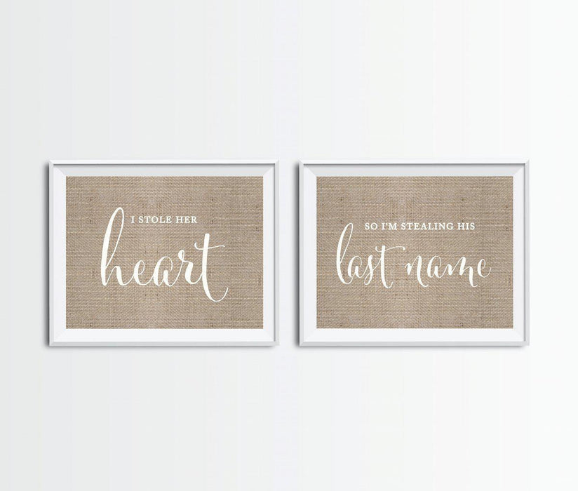 Burlap Wedding Party Signs, 2-Pack-Set of 2-Andaz Press-Ladies, Gents-