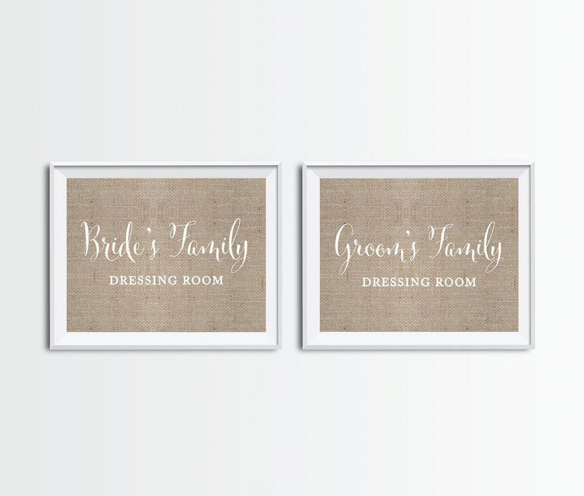 Burlap Wedding Party Signs, 2-Pack-Set of 2-Andaz Press-Family Dressing Rooms-