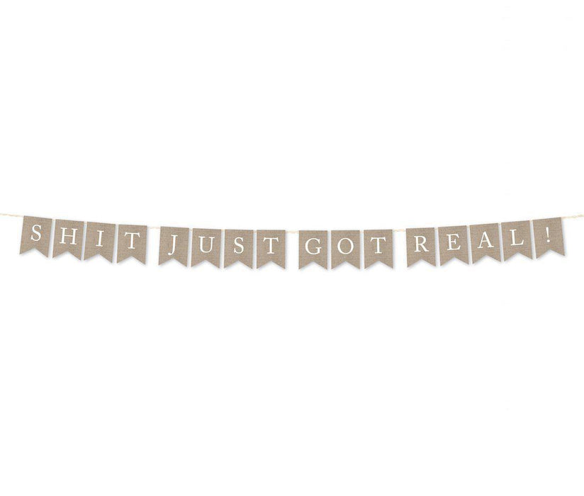 Burlap Wedding Pennant Party Banner-Set of 1-Andaz Press-Mr. & Mrs.-