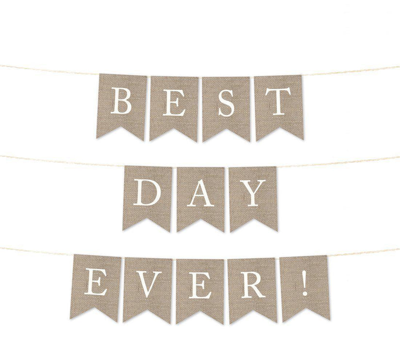 Burlap Wedding Pennant Party Banner-Set of 1-Andaz Press-Mr. & Mrs.-