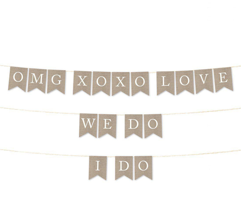 Burlap Wedding Pennant Party Banner-Set of 1-Andaz Press-Mr. & Mrs.-