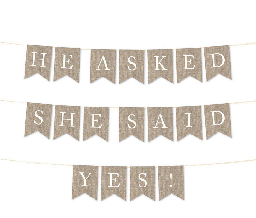 Burlap Wedding Pennant Party Banner-Set of 1-Andaz Press-Mr. & Mrs.-