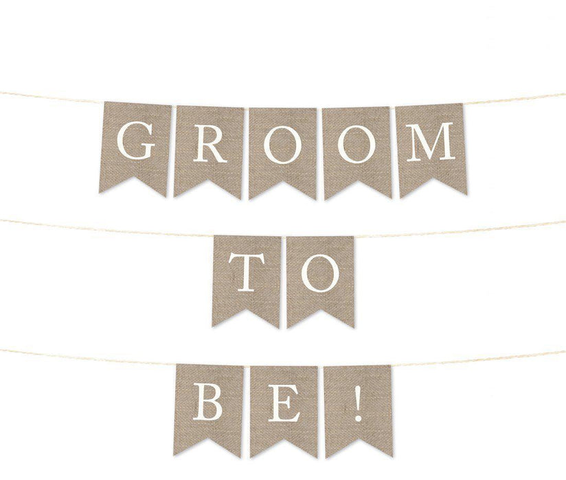 Burlap Wedding Pennant Party Banner-Set of 1-Andaz Press-Mr. & Mrs.-