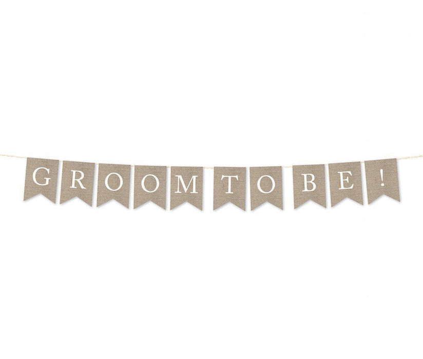 Burlap Wedding Pennant Party Banner-Set of 1-Andaz Press-Mr. & Mrs.-