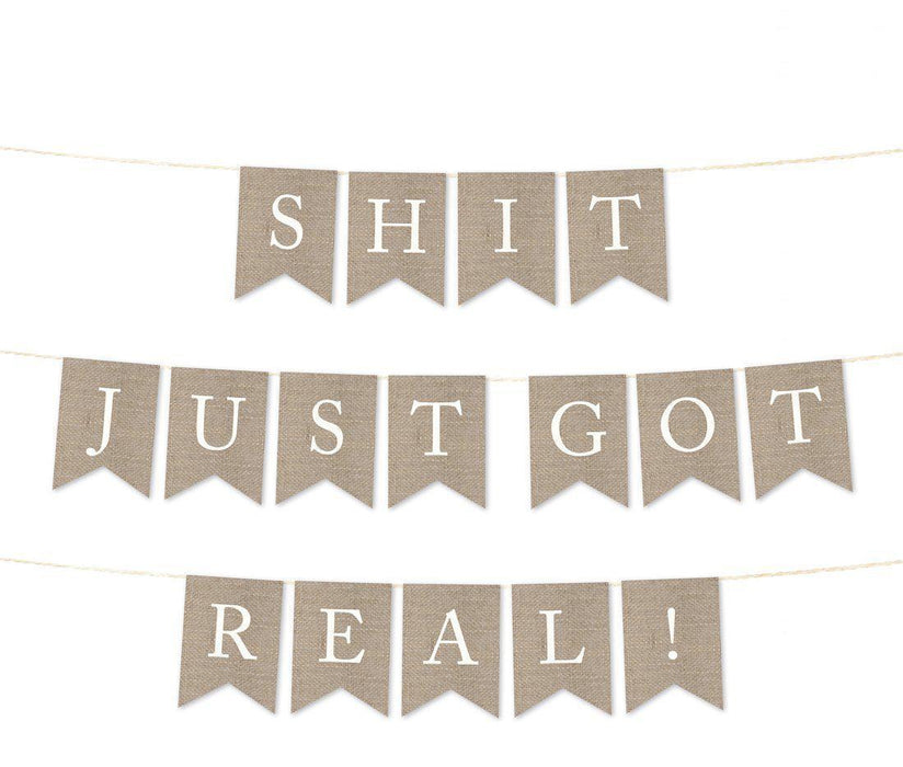 Burlap Wedding Pennant Party Banner-Set of 1-Andaz Press-Mr. & Mrs.-