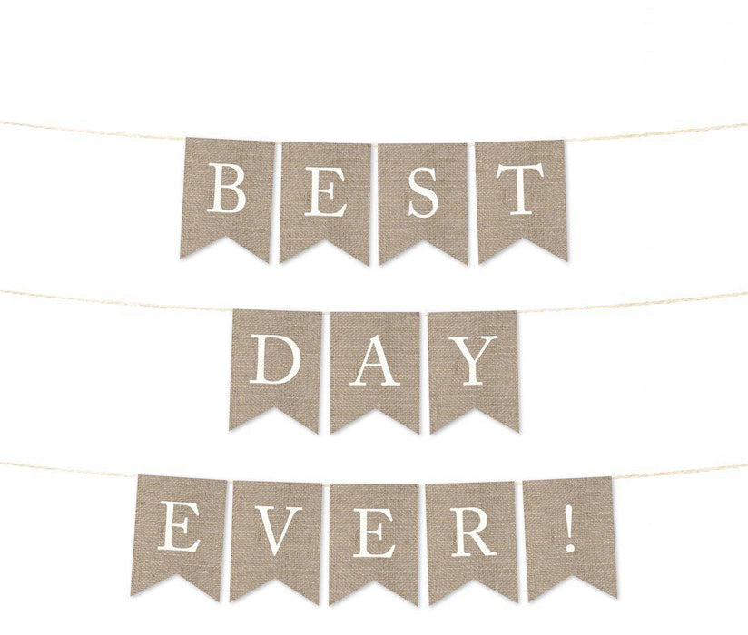 Burlap Wedding Pennant Party Banner-Set of 1-Andaz Press-Best Day Ever-