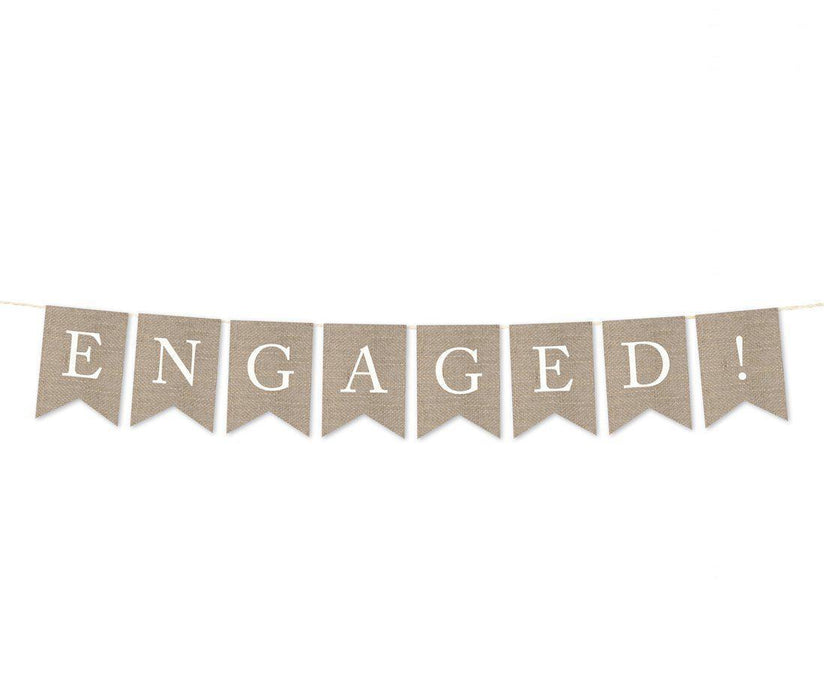 Burlap Wedding Pennant Party Banner-Set of 1-Andaz Press-Engaged-