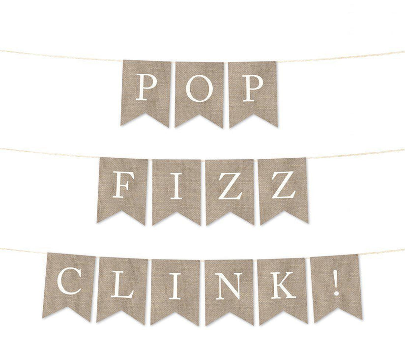 Burlap Wedding Pennant Party Banner-Set of 1-Andaz Press-Pop Fizz Clink!-