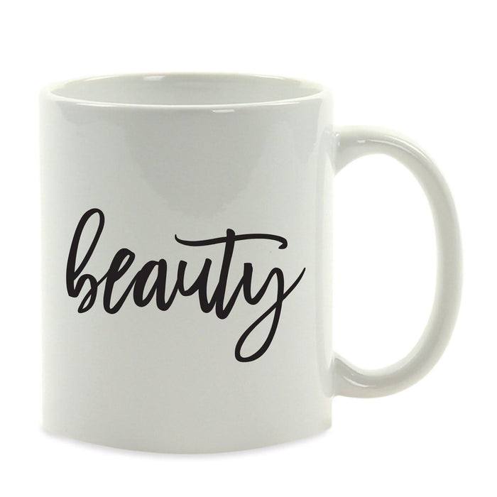 Calligraphy Good Virtues Ceramic Coffee Mug-Set of 1-Andaz Press-Blessed-