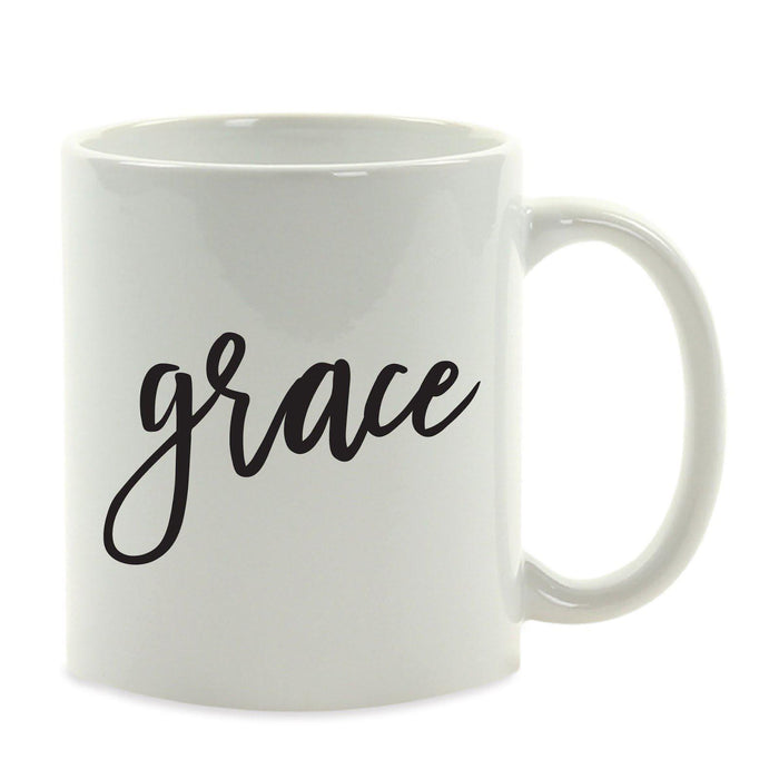 Calligraphy Good Virtues Ceramic Coffee Mug-Set of 1-Andaz Press-Blessed-
