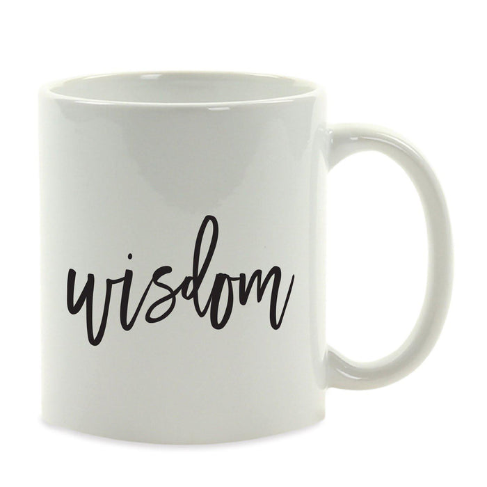 Calligraphy Good Virtues Ceramic Coffee Mug-Set of 1-Andaz Press-Blessed-