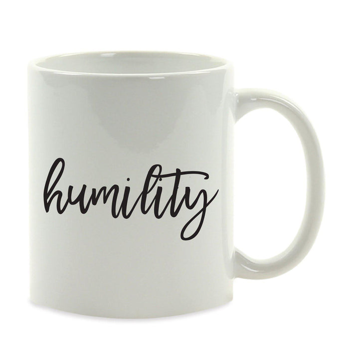 Calligraphy Good Virtues Ceramic Coffee Mug-Set of 1-Andaz Press-Blessed-