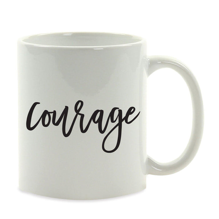 Calligraphy Good Virtues Ceramic Coffee Mug-Set of 1-Andaz Press-Courage-