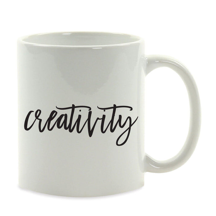 Calligraphy Good Virtues Ceramic Coffee Mug-Set of 1-Andaz Press-Creativity-