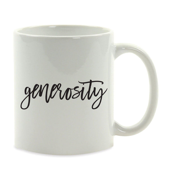Calligraphy Good Virtues Ceramic Coffee Mug-Set of 1-Andaz Press-Generosity-