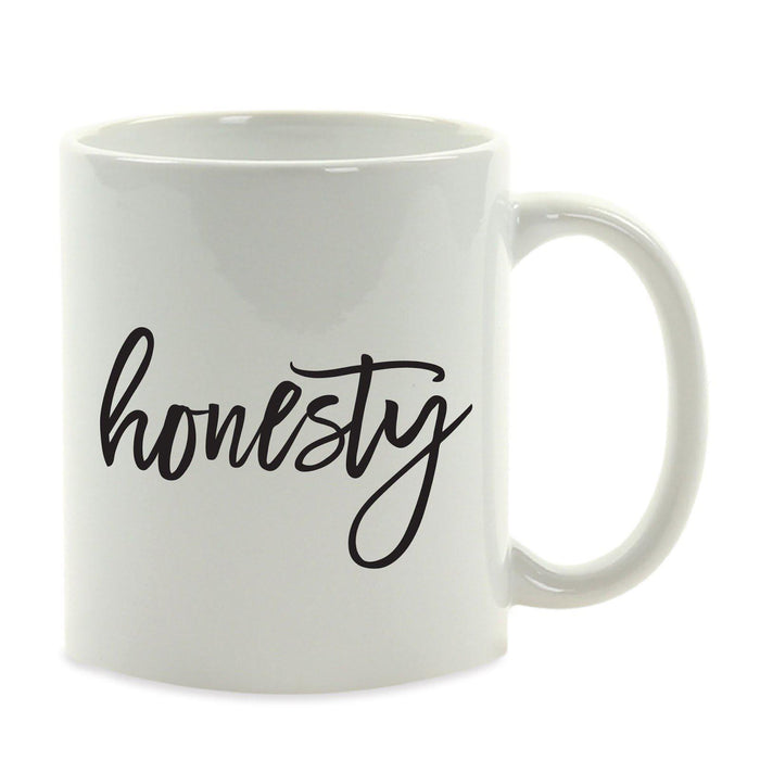 Calligraphy Good Virtues Ceramic Coffee Mug-Set of 1-Andaz Press-Honesty-