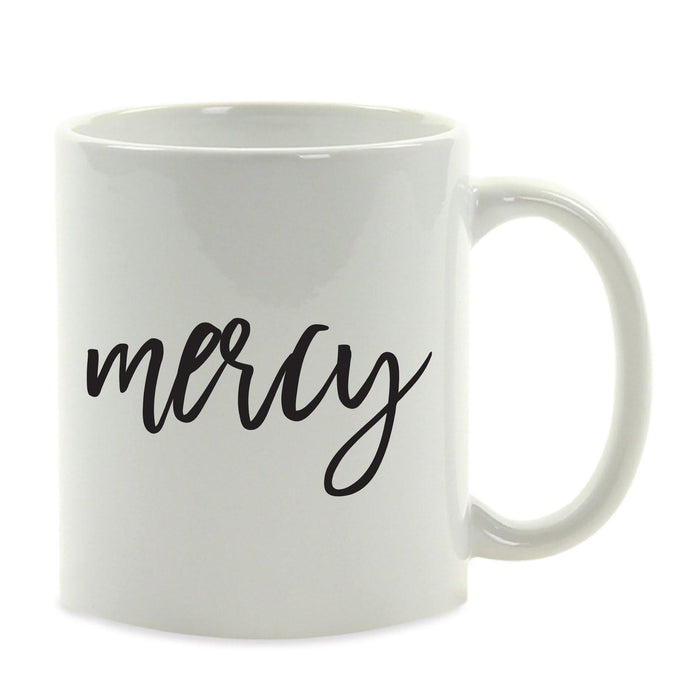 Calligraphy Good Virtues Ceramic Coffee Mug-Set of 1-Andaz Press-Mercy-