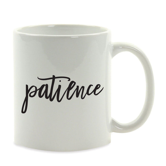 Calligraphy Good Virtues Ceramic Coffee Mug-Set of 1-Andaz Press-Patience-